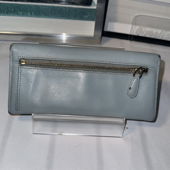 Authentic PRADA Saffiano Leather Fiocco Long Wallet Aqua GUC - Picture 4 of 12